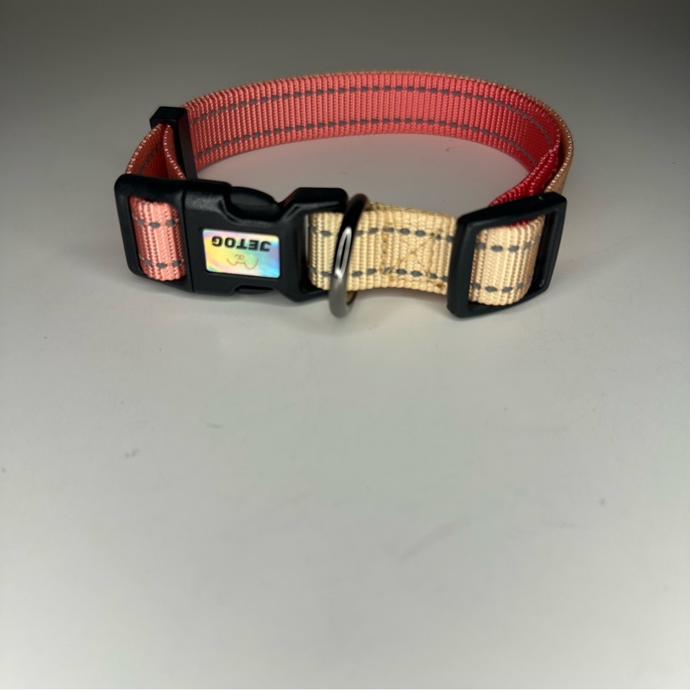 Amazon Sz M Coral Ombré Heavy Duty Nylon Reflective Dog Collar Adjustable NEW